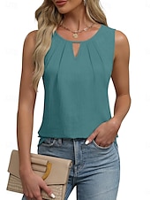 preiswerte Einfaches Tanktop-Damen Camisole-Tanktop Einfarbig Täglich Lässig Ärmellos Rundhalsausschnitt Normale Oberteile Täglich Weiß Fuchsie Grün Aprikose Sommer
