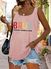 ieftine Magazin grafic Tricouri fără mâneci &amp; Camis-Ziua Mamei Pentru femei Camisole Tank Top Grafic Scrisă Casual Fără manșon Stil Nautic Topuri obișnuite Zilnic Imprimeu Negru Alb Roz Îmbujorat Vară