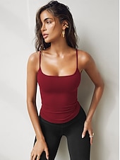 ieftine Rezervor simplu-Pentru femei Camisole Tank Top Simplu Stilat Sexy Fără manșon Fără mâneci Cu Bretele Topuri obișnuite Zilnic Negru Alb Roșu-aprins Maro Deschis Gri Închis Vară