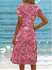 tanie kwiatowa sukienka-Kobieca Sukienka Mini Sukienka A Linia Sukienka T-Shirt Sukienka Tee Sukienka Sundress Sukienka Letnia Sukienka Casual Wakacje Codzienna Plażowa Regularna Dobrana Kwiatowy Graficzny Krótki Rękaw