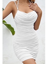 economico Abiti di Laurea-Per donna Mini Abito Abito Bianco Abito da laurea Abito Sottoveste Moda Compleanno Ferie Data Vestibilità regolare Semplice Senza Maniche Spalline sottili Nero Bianco Vino Viola chiaro Estate