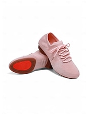 baratos Sapatos de Aulas de Dança-sapatos de dança femininos de malha rosa com cadarço e salto baixo – sapatos confortáveis casuais e de salão