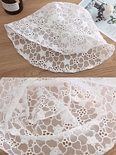 levne Dámské klobouky-dámský krajkový klobouk – elegantní květinový klobouk proti slunci ze síťoviny, prodyšná vintage kšiltovka se širokou krempou na léto, na pláž, na dovolenou i do přírody