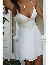 economico Abiti di Laurea-Per donna Mini Abito Abito Bianco Abito da laurea Abito Sottoveste Moda Moderno All&#039;aperto Compleanno Data Vestibilità regolare Semplice Senza Maniche Spalline sottili Bianco Azzurro Estate