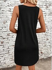 cheap Art&amp;Design Dress-Women&#039;s Mini Dress A Line Dress Summer Dress Off The Shoulder Dress Vacation Casual Daily Loose Fit Graphic Letter Sleeveless U Neck Black Summer