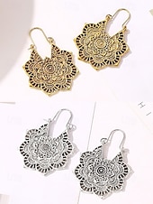 billige Øredobber for kvinner-bohemiske mandala-smykker – vintage-gullbelagte hulblomster-øreringer for kvinner, etniske statement-smykker for festivaler, fester og hverdagsbruk