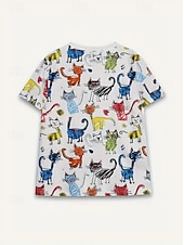 halpa Eläimet tee-Naisten T-paita Kesän yläosat Painettu Kuvitettu Kissa Klassinen Vapaa-aika Lyhythihainen Tiukka pyöreä kaula-aukko Rajaa topit Päivittäin Viikonloppu Sateenkaari Kesä Kevät Syksy