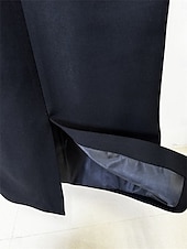 preiswerte Teelänge-Kleid Brautmutter Kleid Elegantes Partykleid Rundhalsausschnitt Knielang Baumwollmischung Halblangarm mit Perlen Midi Kleid