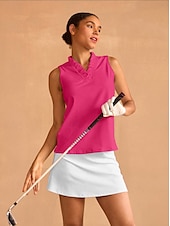 cheap Polos &amp; Quarterzips-Women&#039;s Golf Polo Shirt Baby blue Lake blue Black Sleeveless Top Ladies Golf Attire Clothes Outfits Wear Apparel