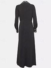 cheap Floor Length-Blazer Dress Mermaid / Trumpet Mother of the Bride Dress Tuxedo Dress Elegant High Split V Neck Floor Length Satin Lightweight Crepe Puff Sleeve Crystal Buttons with Slit