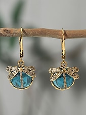 billige Øredobber for kvinner-intage dragonfly dangle øredobber for kvinner – gullbelagte boho drop-øreringer med blå glassperler, naturinspirerte smykker for uformelle, fest- og gaveanledninger