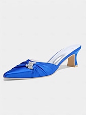 economico tacchi kitten-mules da donna con tacco a gattino impreziosite da fiocco in raso dorato – eleganti scarpe slip-on a punta per la sera e l&#039;appuntamento serale