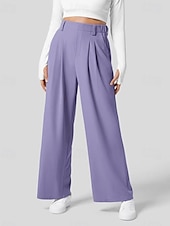 cheap Wide Leg &amp; High Waisted-Women&#039;s EU / US Size Pants Trousers Casual / Sporty Full Length Natural Comfortable Micro-elastic Wine Amethyst Depression Green Almond Spring, Fall, Winter, Summer