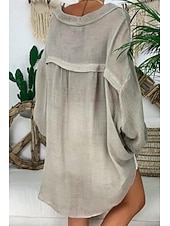 economico Camicie-Per donna Camicia Camicie di cotone e lino Abbottonare Blusa Semplice Essenziale Moderno Manica Lunga Colletto a Camicia Top lunghi Ferie Uscire Bottoni Asimmetrico Nero Bianco Blu Viola Grigio Estate