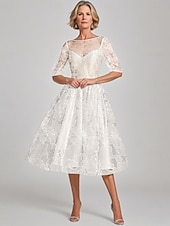 abordables Longueur du plancher-Robe A-Line En Sequins Brodée Bleue Robe de Mère de la Mariée Élégante Vintage Illusion Col Longueur Cheville Dentelle Manches Mi-longues