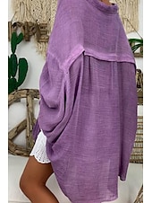 economico Camicie-Per donna Camicia Camicie di cotone e lino Abbottonare Blusa Semplice Essenziale Moderno Manica Lunga Colletto a Camicia Top lunghi Ferie Uscire Bottoni Asimmetrico Nero Bianco Blu Viola Grigio Estate