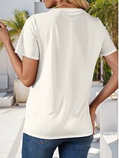 cheap Humor&amp;Quotes tee-Women&#039;s T Shirt Graphic Letter Stylish Modern Casual Short Sleeve V Neck Regular Tops Daily Going out Weekend Print Yellow Summer Spring