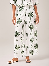 abordables Ensembles deux pièces-Femmes Col de chemise Vacances Tropical Mode Vert XS S M Été