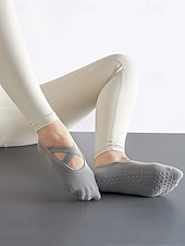 levne Dámské ponožky-„protiskluzové ponožky na jógu pro ženy – úchopové ponožky inspirované baletem s elastickými pásky, prodyšná bavlna, ideální pro pilates, barre, tanec a cvičení“