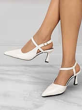 abordables Talons Aiguilles-Escarpins à bride arrière et bout pointu pour femme – élégants escarpins en cuir verni avec talon chaton et brides croisées pour le bureau, les fêtes et les tenues de soirée
