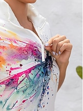 cheap Women's Golf Clothing-Women's Golf Polo Shirt White Short Sleeve Sun Protection Top Tie Dye Ladies Golf Attire Clothes Outfits Wear Apparel