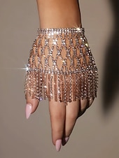 economico Bracciale da donna-braccialetto a catena con strass da donna – guanto con frange di cristallo di lusso per feste, matrimoni ed eventi serali