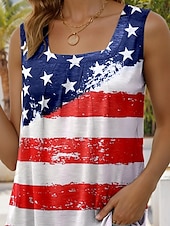 voordelige Onafhankelijkheidsdag Top-Vrouwen Patriotische Camisole Tanktop Graphic Vlag Ster Stijlvol Casual Mouwloos Vierkante Hals Gewone Tops Dagelijkse Feestdag Rimpel Print Rood Zomer