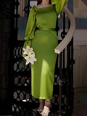 billiga Enkel klänning-Kvinnors Plus Size Maxi Klänning A-linje Klänning Mjölkfrö Klänning Off The Shoulder Klänning Puffärmad Klänning Semester Utomhus Daglig Regular Fit Enfärgad Lång Ärmd Off Shoulder Grön Sommar