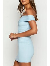 abordables Robes de Diplôme-Femmes Mini Robe Robe Blanche Robe de remise des diplômes Robe de bal Moulant Mode Mature Remise des Diplômes Date Sortir Coupe régulière Uni Sans manches Une Épaule Noir Blanche Bleu clair Été