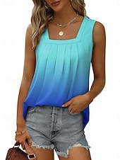 cheap Graphic shop Tank tops &amp; Camis-Women&#039;s Camisole Tank Top Ombre Graphic Color Gradient Stylish Casual Sleeveless Square Neck Regular Tops Daily Ruched Print Pink Blue Green Summer