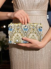 economico Clutch e borsette da sera-Per donna Clutch Borsa da Sera Polsiera Borse a Spalla Seta Feste Ricevimento di matrimonio Strass Perline Paillettes Borsa Multiuso Tinta unica Nero Blu Oro