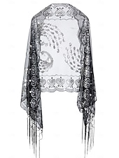 preiswerte Schals &amp; Umhänge-Retro Vintage Goldene Zwanziger 1920er Schal Wickeln Schals Der große Gatsby Flapper-Mädchen Pailletten Quastenfransen Damen Karneval Hochzeit Abendgesellschaft Maskerade Erwachsene Schal