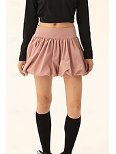 levne Mini sukně-Dámské Sukně Minisukně Módní Mini Střední vzestup Sukně Bez vzoru Nabírané šaty Lehce elastické Dovolená ulice Černá Růžová Velbloudí Šedá Léto Polyester