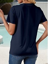 abordables T-shirt Humor &amp; Citations-Femmes T-shirt Graphique Lettre Mode Occasionnel Manche Courte Col rond Hauts Réguliers Quotidien Week-end Imprimé Vin Vert Véronèse bleu marine Bleu Roi Été Printemps
