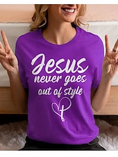 abordables T-shirt Humor &amp; Citations-Femmes T-shirt Graphique Lettre Élégant Occasionnel Manche Courte Col rond Hauts Réguliers Quotidien Week-end Imprimé Bleu Violet Vert Été Printemps