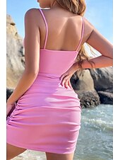 economico Abiti di Laurea-Per donna Mini Abito Abito Bianco Abito da laurea Abito Sottoveste Moda All&#039;aperto Compleanno Laurea Vestibilità regolare Semplice Senza Maniche Spalline sottili Nero Bianco Rosa Blu Reale Estate