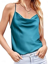 cheap Tank Tops &amp; Camis-Women&#039;s Camisole Tank Top Solid Color Stylish Casual Sleeveless V Neck Regular Tops Daily Patchwork Black Red Blue Green Summer Spring