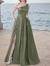 levne zelená-Šaty A-Line Večerní Elegantní Šaty Večerní Párty Black Tie Gala Podlahová Délka Bez Rukávů V Krku Chiffon s Plisováním Kapsa