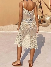 abordables Robes de plage-Maillots de bain pour femmes Robe de bain Maillot de bain Couverture Découpe Vacances Plage Vêtement Couleur unie Col en V Sans manches Maillots de bain