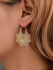 billige Øredobber for kvinner-bohemiske mandala-smykker – vintage-gullbelagte hulblomster-øreringer for kvinner, etniske statement-smykker for festivaler, fester og hverdagsbruk