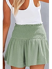 ieftine Pantaloni scurți din bumbac in-Pentru femei Pantaloni scurți inspirați din in Pantaloni Scurți Pantaloni Șic Stradă Casual Scurt Natural Simplu Talie elastică Confortabil Exterior Comfortabil Stradă Purtare Zilnică Migdală Gri