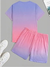 billiga T-shirts med tryck för män-Herr Nyans Palmträd 2st T-shirts uppsättningar Summer Tops Kortärmad Korta byxor Rund hals Strandsemester Sport Dagligen Utekväll 3D-utskrift Sommar Vit Blå Grön