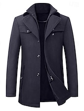 economico Trench da uomo-Per uomo Cappotto invernale Cappotto di lana Cappotto Attività commerciale Abbigliamento da lavoro Inverno Lana Antivento Caldo Capispalla Abbigliamento Essenziale Indicato per i polsi Tinta unita