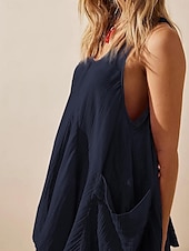 cheap Tank Tops &amp; Camis-Women&#039;s Mini Dress Petite Dress Casual Dress Summer Dress Slip Dress Fashion Classic Modern Daily Beach Weekend Regular Fit Plain Sleeveless U Neck Black Navy Blue Blue Green Summer