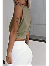 cheap Blouses &amp; Shirts-Women&#039;s Blouse Plain Casual Sleeveless Crew Neck Regular Tops Daily Holiday Going out Ruched Black White Army Green Summer