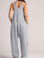 billiga Overall-Kvinnors Jumpsuit Aktiv Enfärgad Ärmlös V-Hals Fickor Semester Daglig Regular Fit Svart Rosa Armégrön Sommar