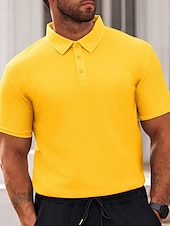 preiswerte Sport-Herren Poloshirts zum Suchbegriff: &quot;Waffel&quot; Golfhemd Arbeit Casual Kargen Kurzarm Basic Modern Glatt Knopf Sommer Frühling Regular Fit Schwarz Weiß Gelb Rote Hellgrau Hellblau Poloshirts zum
