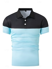 cheap Men&#039;s Classic Polo-Men&#039;s Golf Shirt Golf Polos Shirts Work Business Lapel Short Sleeve Modern Comfortable Color Block Patchwork Buttons Summer Spring Regular Fit Wine Pinky Yellow Blue Green Light Sky Blue Golf Shirt