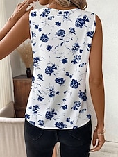 cheap Floral Tank Top-Women&#039;s Camisole Tank TopFloral Graphic Stylish Casual Sleeveless V Neck Regular Tops Daily Print Black Blue Summer