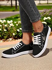 Χαμηλού Κόστους Γυναικεία Sneakers-γυναικεία λευκά εύκαμπτα πάνινα πάνινα παπούτσια – ελαφριά αναδιπλούμενα παπούτσια με κορδόνια για ταξίδια, περπάτημα και casual ντύσιμο